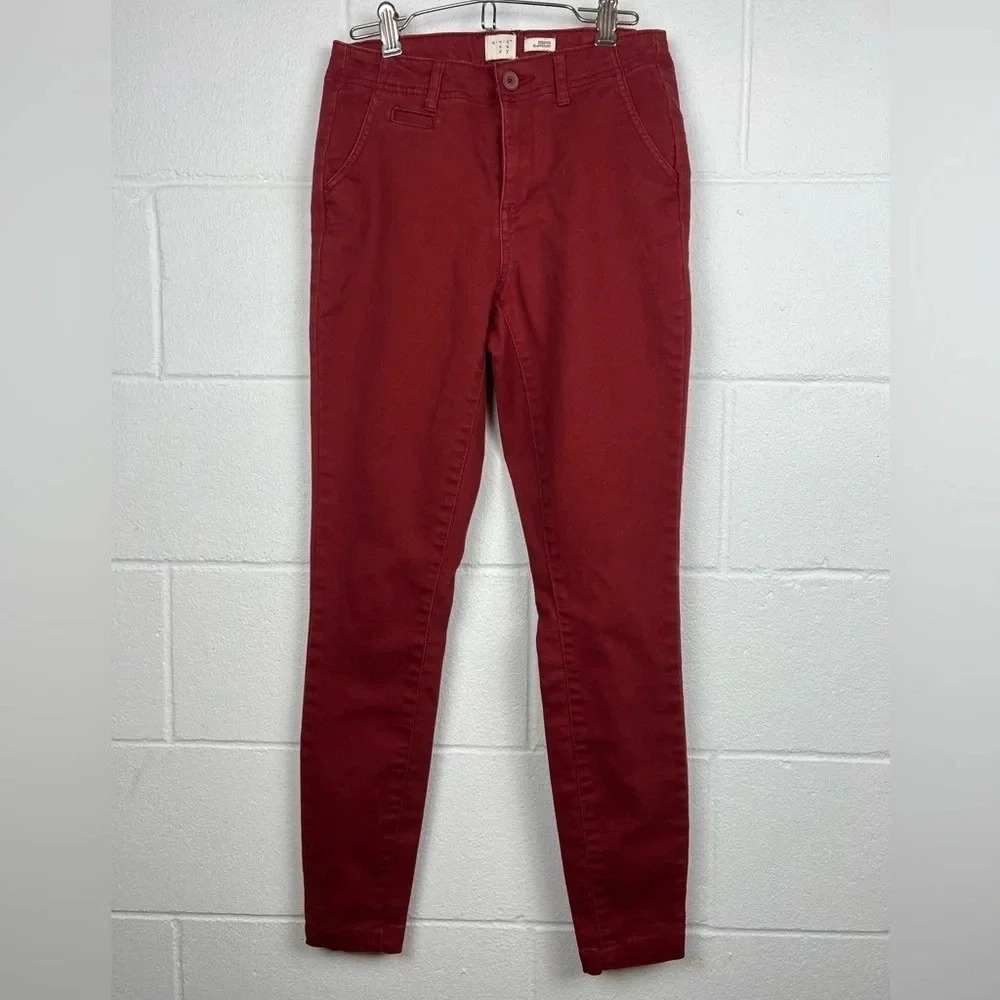 A New Day Womens Skinny Mid Rise Stretch‎ Pants Dark Red Size 2
